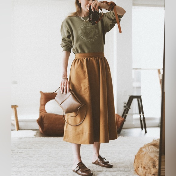 COS gathered a-line midi skirt brown 6 - Picture 4 of 4